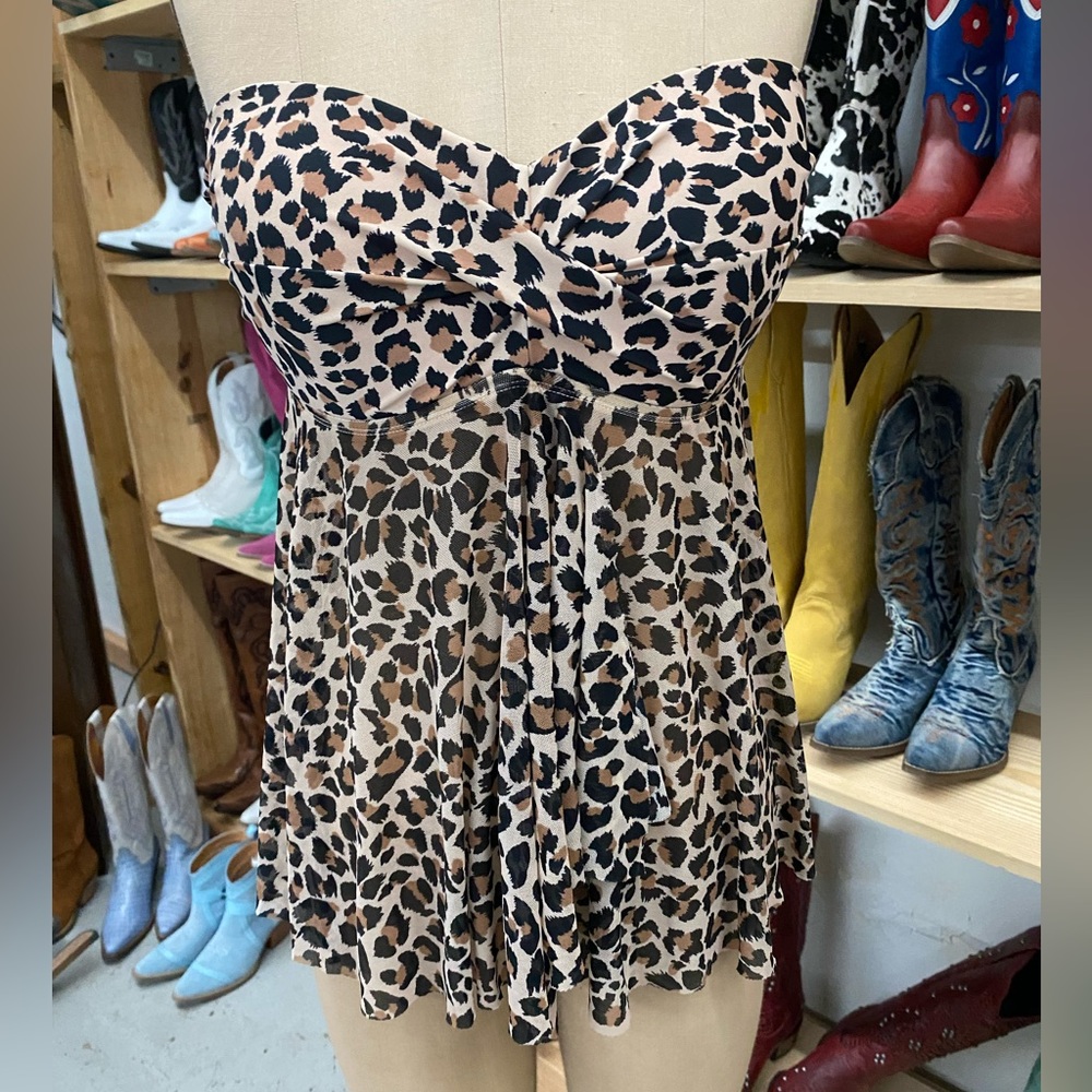 KONA SOL TANKINI SWIMSUIT TOP LEOPARD ANIMAL PRINT BATHING SUIT (LBB138)